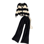 Women's Casual Knit Suit with Wide Pant Hems