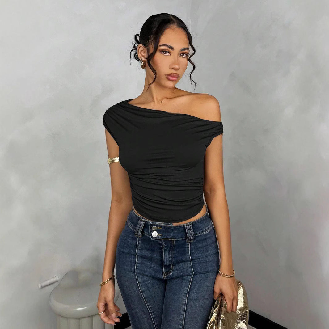Asymmetrical Crop Top with Wave Design