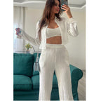 Women's Casual Two-Piece Set with Striped Design