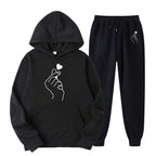 Women's Jogging Suit with Creative Heart Motif and Comfortable Fit