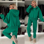 Women's Casual Fleece Loungewear Set with Hoodie and Joggers