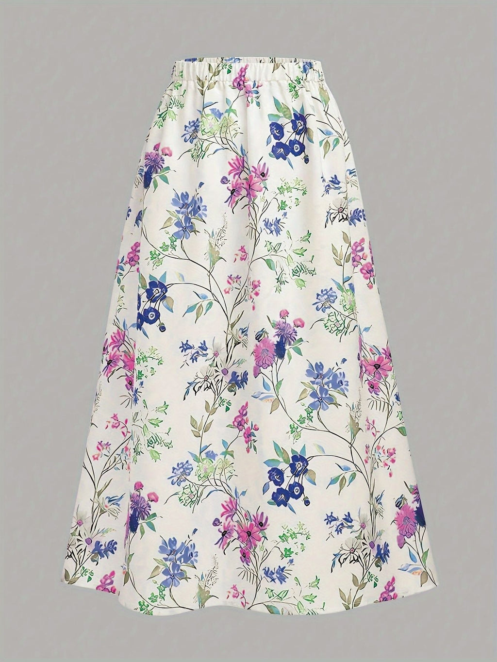 Women's Floral Print Maxi Skirt with Elastic Waistband