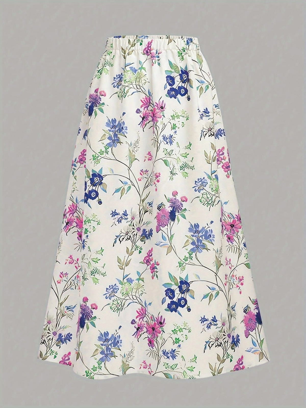 Women's Floral Print Maxi Skirt with Elastic Waistband