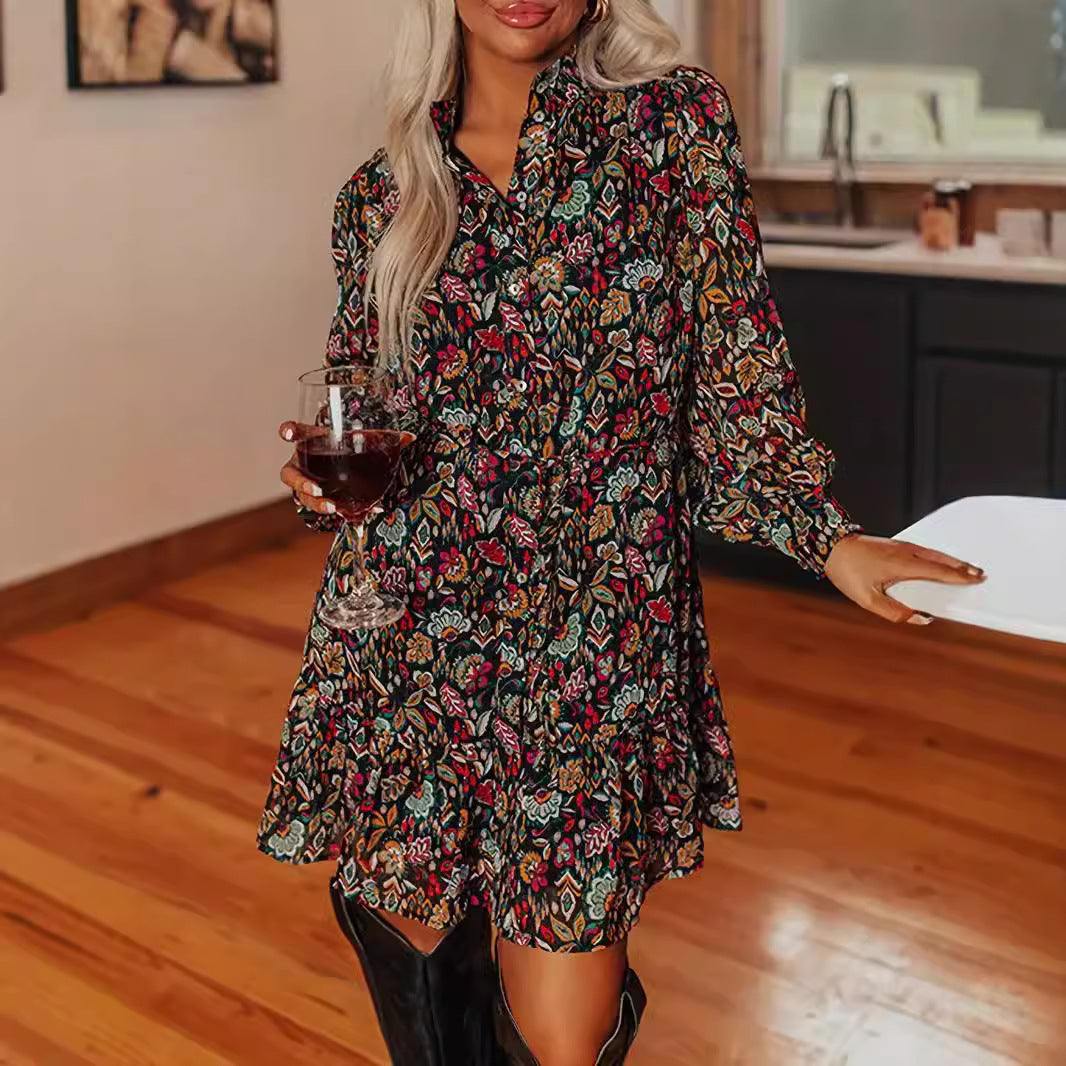 Women's Blouse Dress with Floral Design