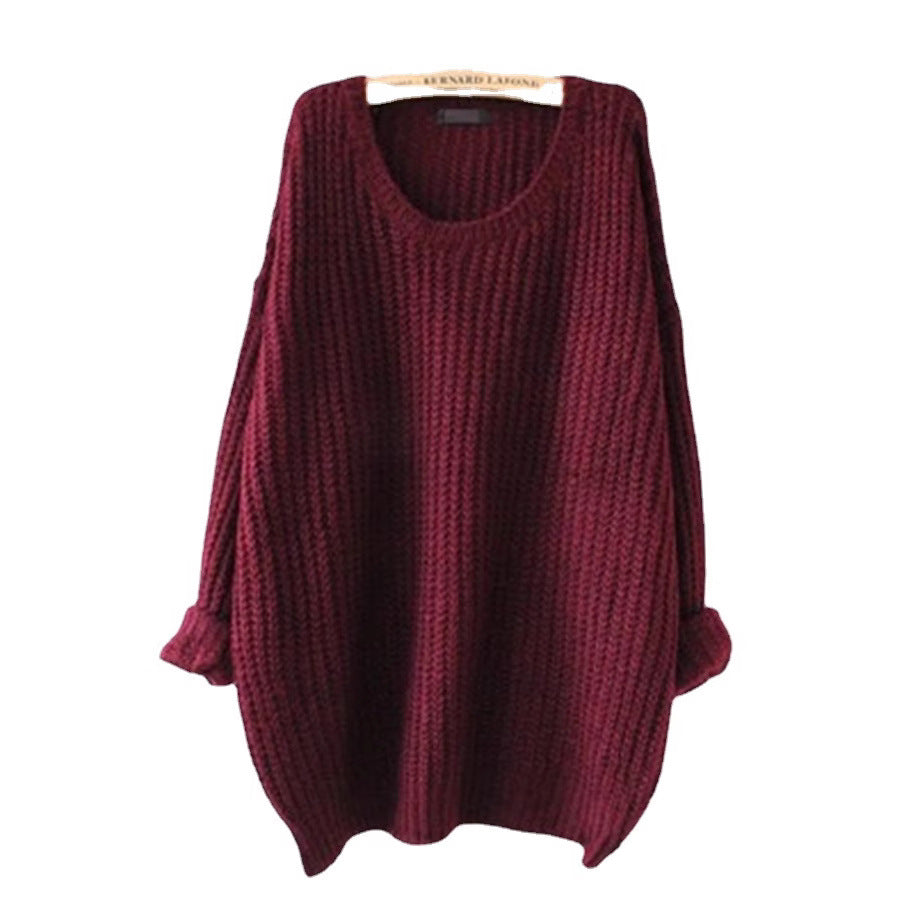Women's Chunky Knit Sweater with Wide Sleeves
