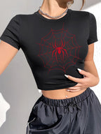 Women's Skull Print Crop T-Shirt
