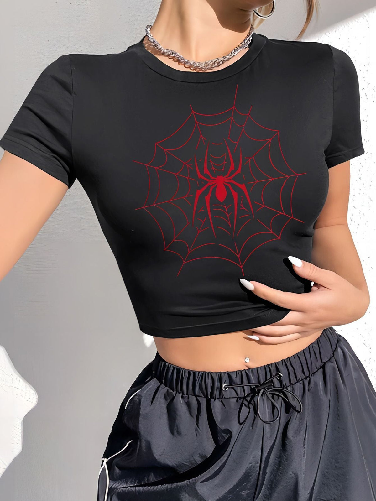 Women's Skull Print Crop T-Shirt