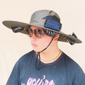 Wide-brimmed sun hat with detachable swivel solar fans and adjustable chin strap Kalsten