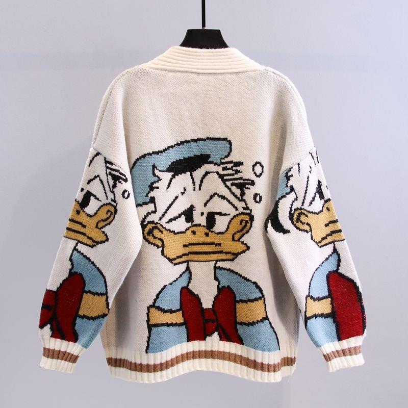 Women's Large Knit Cardigan with Playful Motif