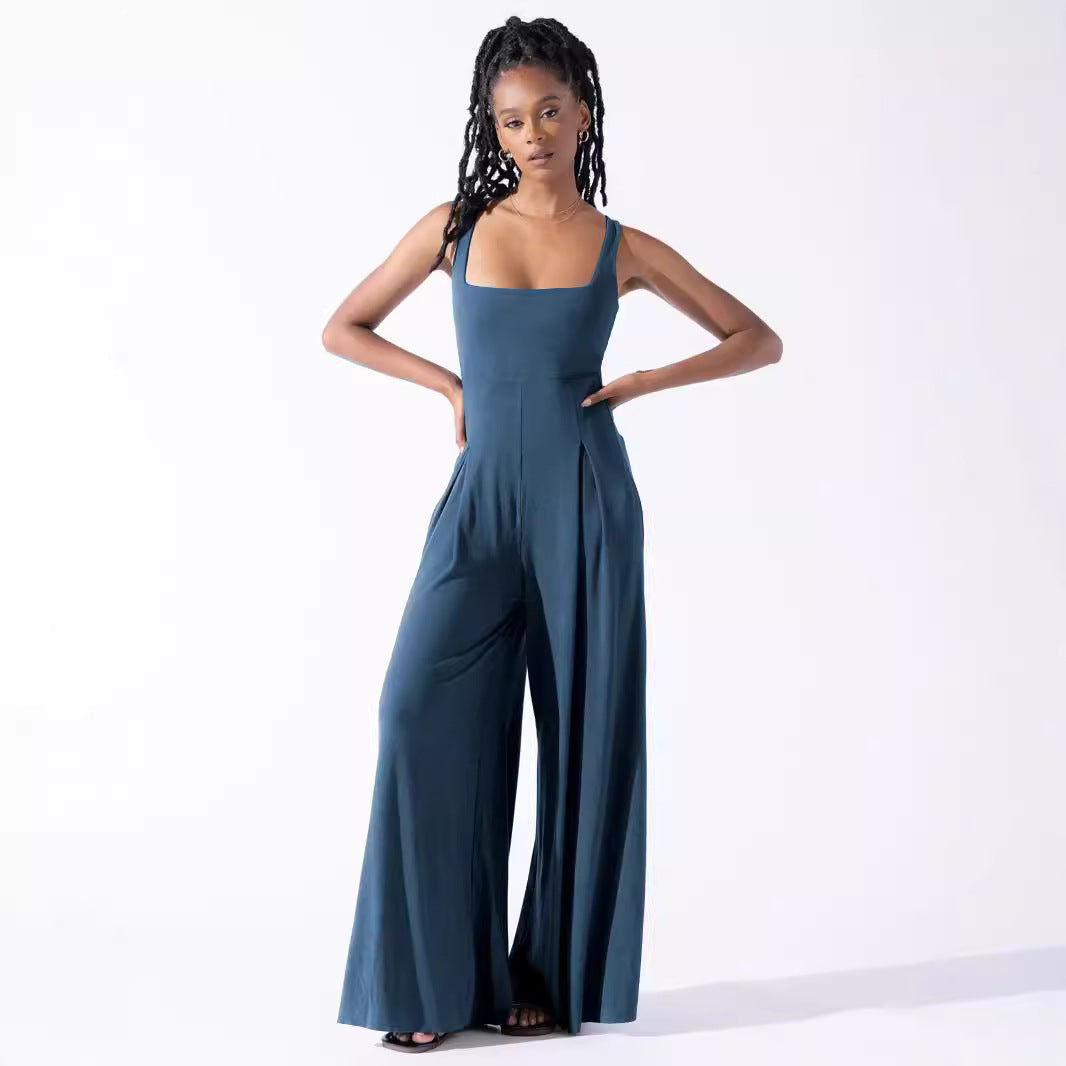 Women's Wide-Leg Jumpsuit with Deep Back