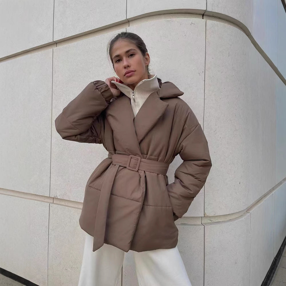 Women's Elegant Quilted Coat with Adjustable Belt
