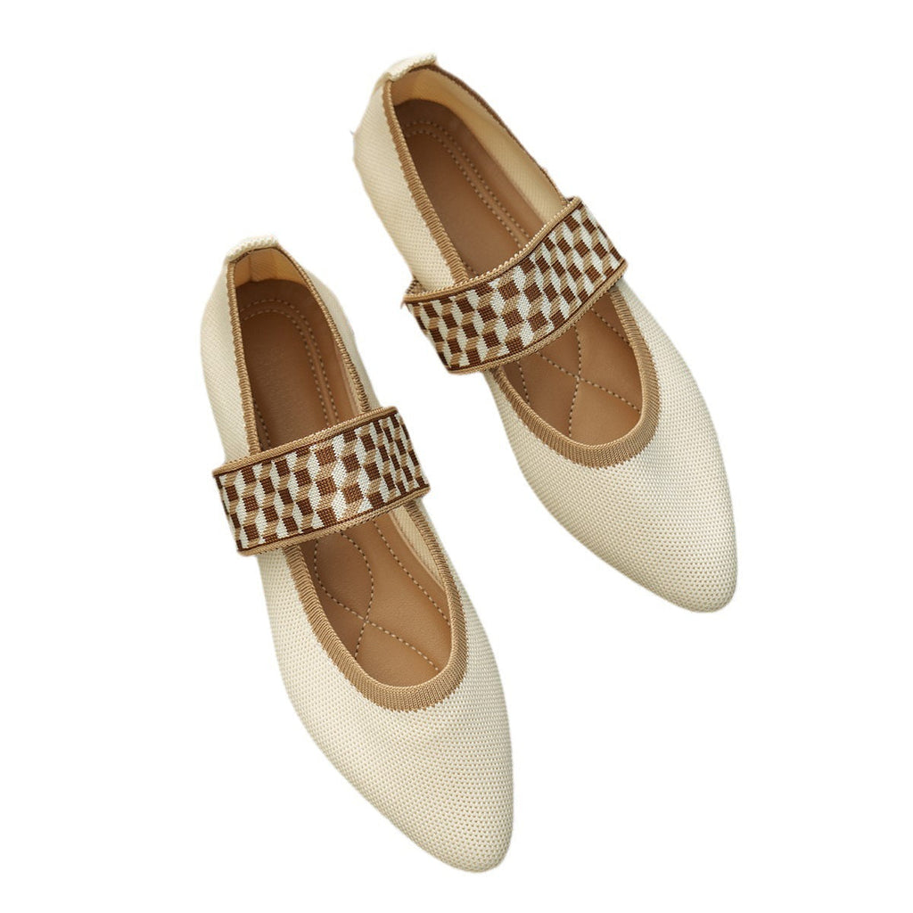 Women's Ballet Flats with Elastic Strap Design and Animal Print