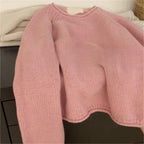 Women's Cozy Oversized Pullover in High-Quality Cotton with Ribbed Details