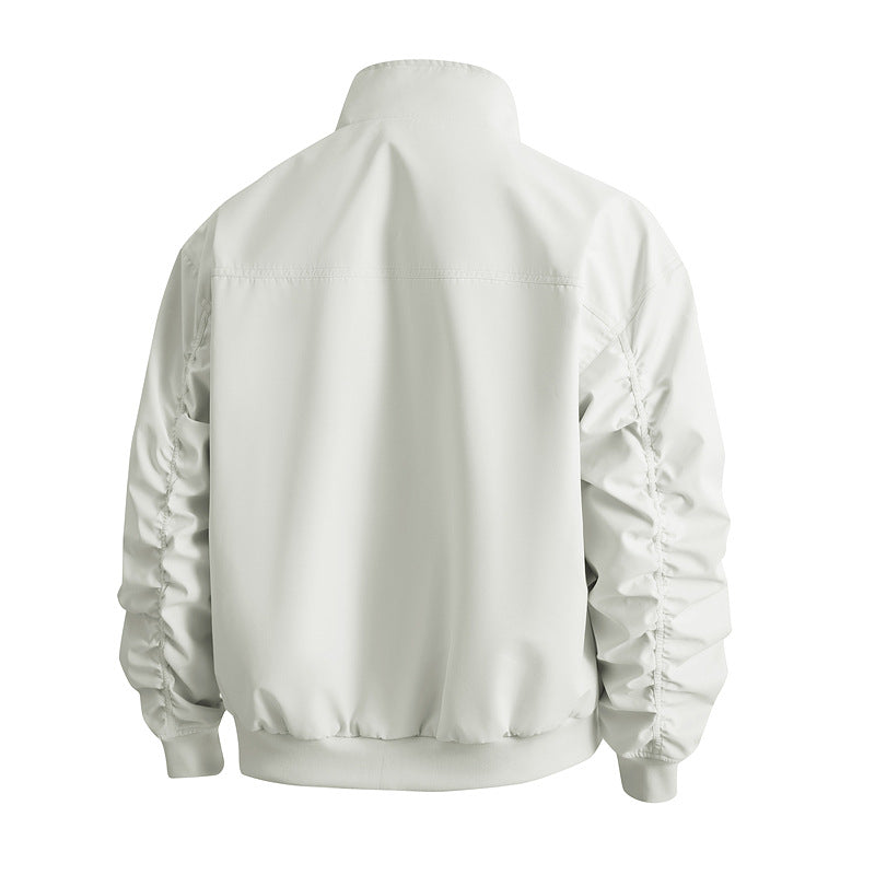 Women's Elegant Bomber Jacket with Textured Sleeves
