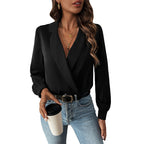 Women's Wrap Blouse with Puff Sleeves