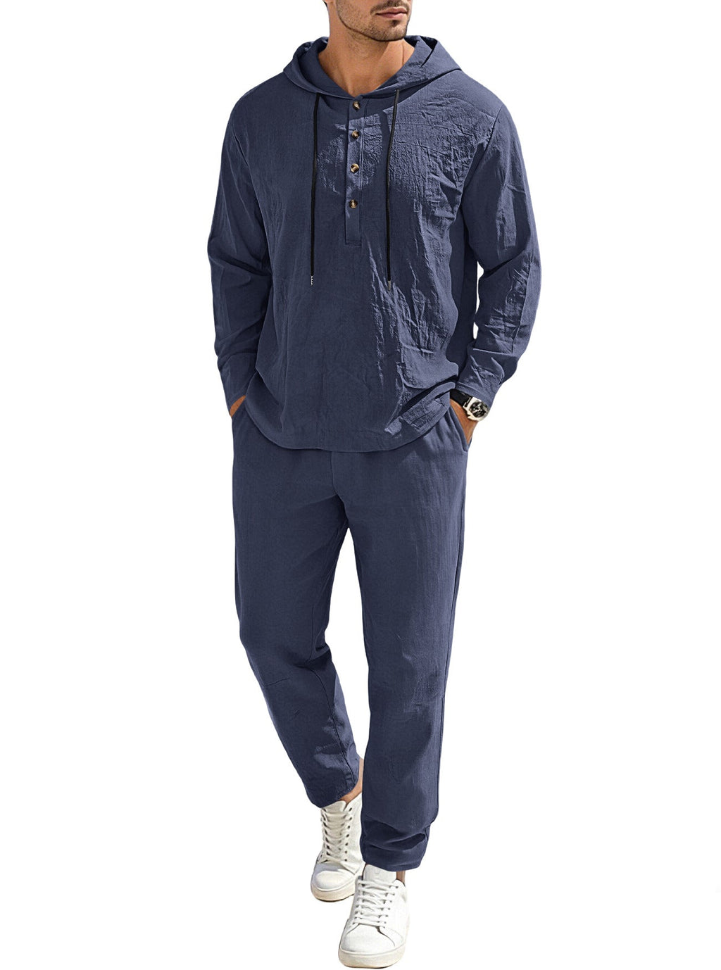 Men's Relaxed Hoodie Henley Leisure Suit