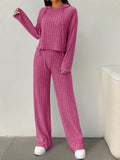 Women's Casual Knit Lounge Set with Hood and Wide Cut