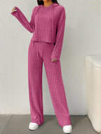 Women's Casual Knit Lounge Set with Hood and Wide Cut