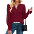Women's Blouse with Elegant Eyelet Pattern and Casual Cut