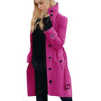 Women's Elegant Trench Coat with High Collar