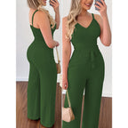 Women's Wide-Leg Jumpsuit with Sash
