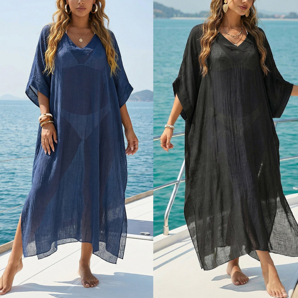 Women's Airy Beach Kaftan with V-Neck