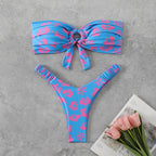 Women's Bandeau Bikini with Sophisticated Floral Pattern