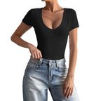 Women's Bodysuit with Deep Neckline and Side Cutouts