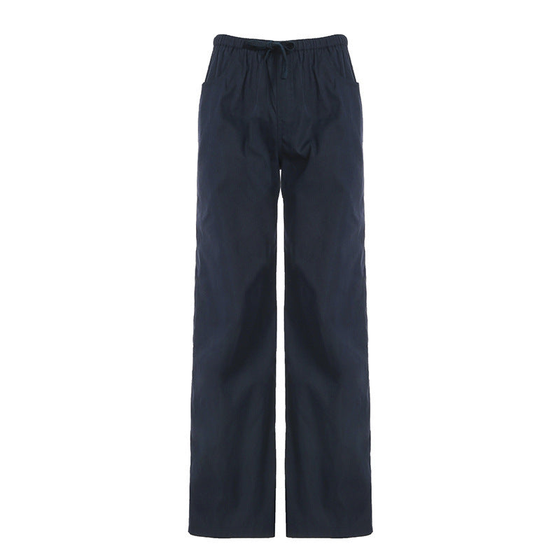 Women's Comfortable Casual Pants with Elastic Waistband and Practical Pockets