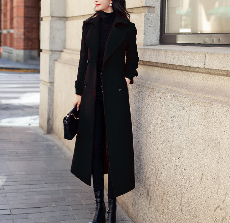 Women's Elegant Trench Coat with Double-Breasted Design