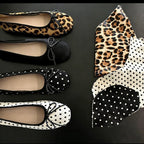 Women's Ballet Flats with Decorative Bow and Polka Dot Pattern