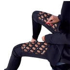 Women's Figure-Hugging Leggings with Mesh Details