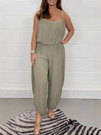 Women's Airy Jumpsuit with Wide Cut and Adjustable Straps