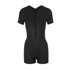 Women's Short-Sleeve Bodycon Jumpsuit with Zipper