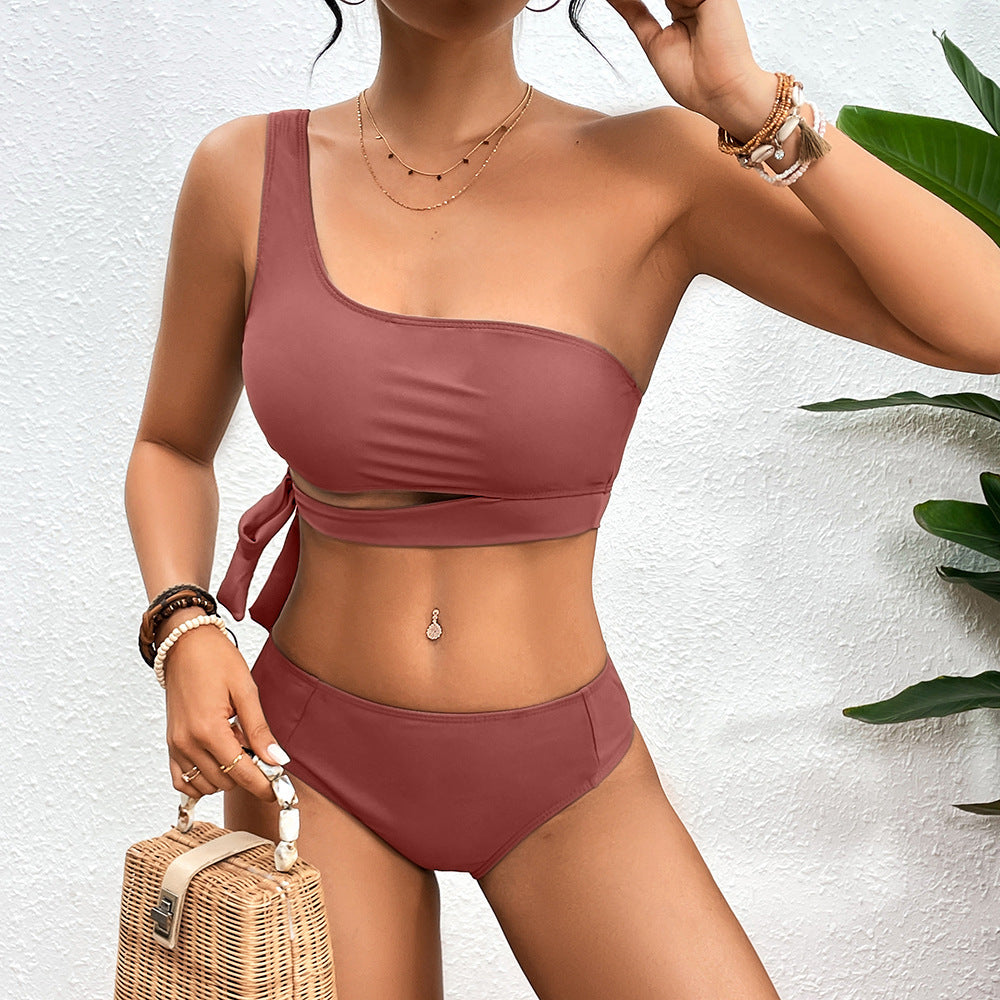 Women's Asymmetrical Bikini with Adjustable Tie