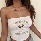 Women's Bandeau Top with Espresso Martini Print