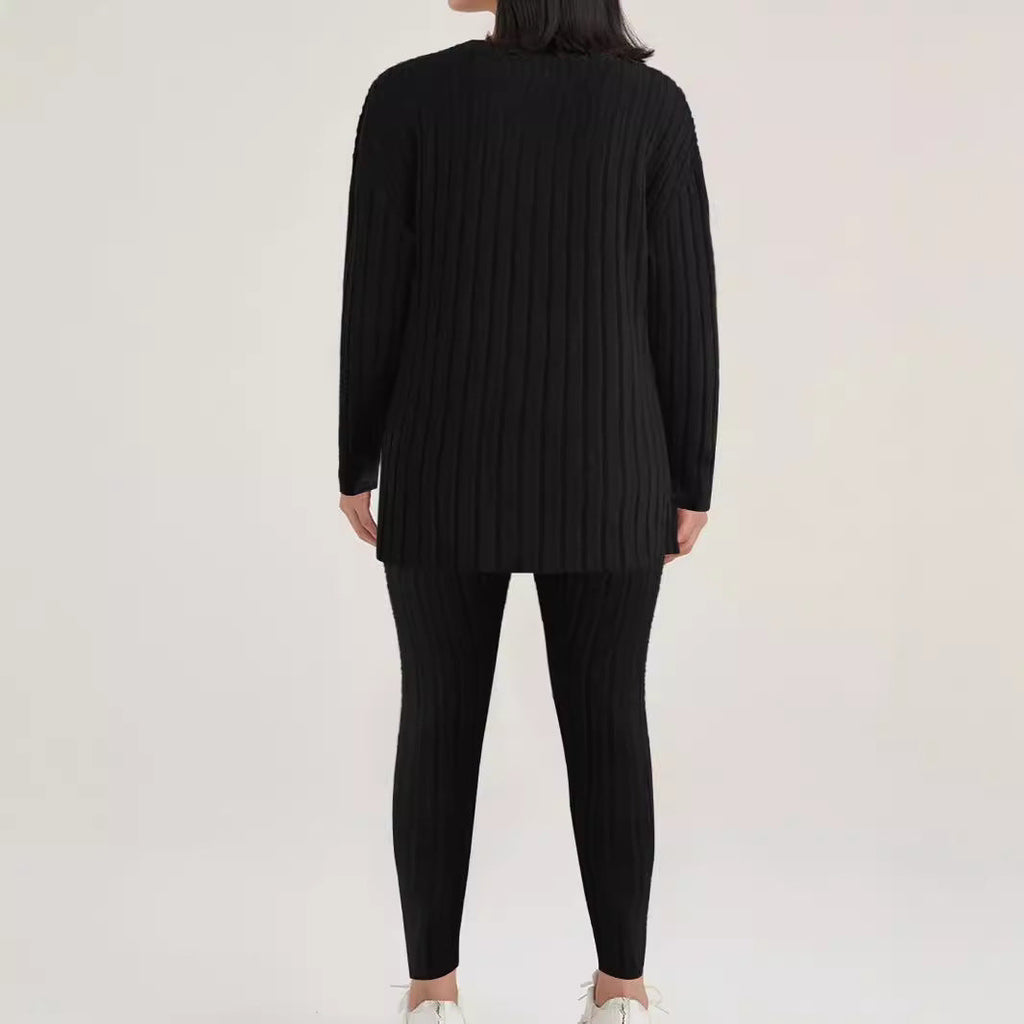 Casual Ribbed Knit Set
