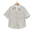 Women's Short Sleeve Shirt with Patch Pockets and Modern Cut