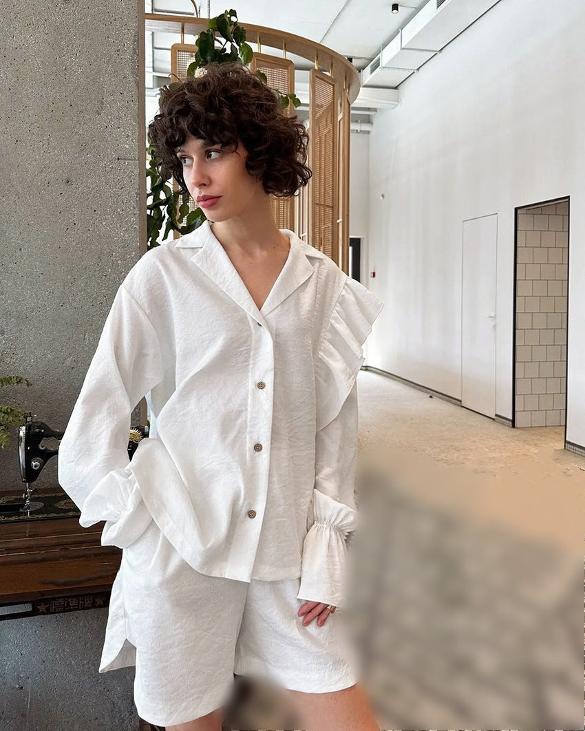 Women's Loungewear Set with Ruffle Details