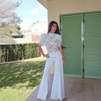 Women's Elegant Flared Pants with Side Draping
