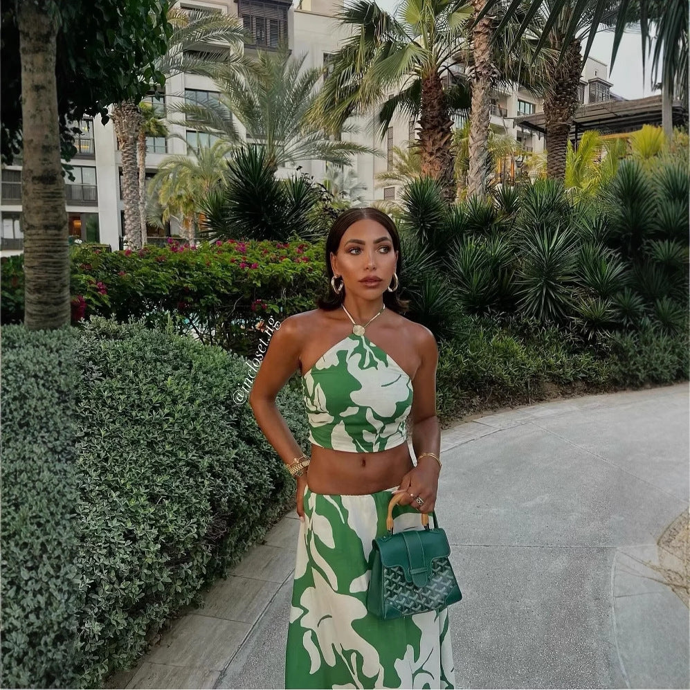 Women's Floral Maxi Skirt with Elastic Waistband
