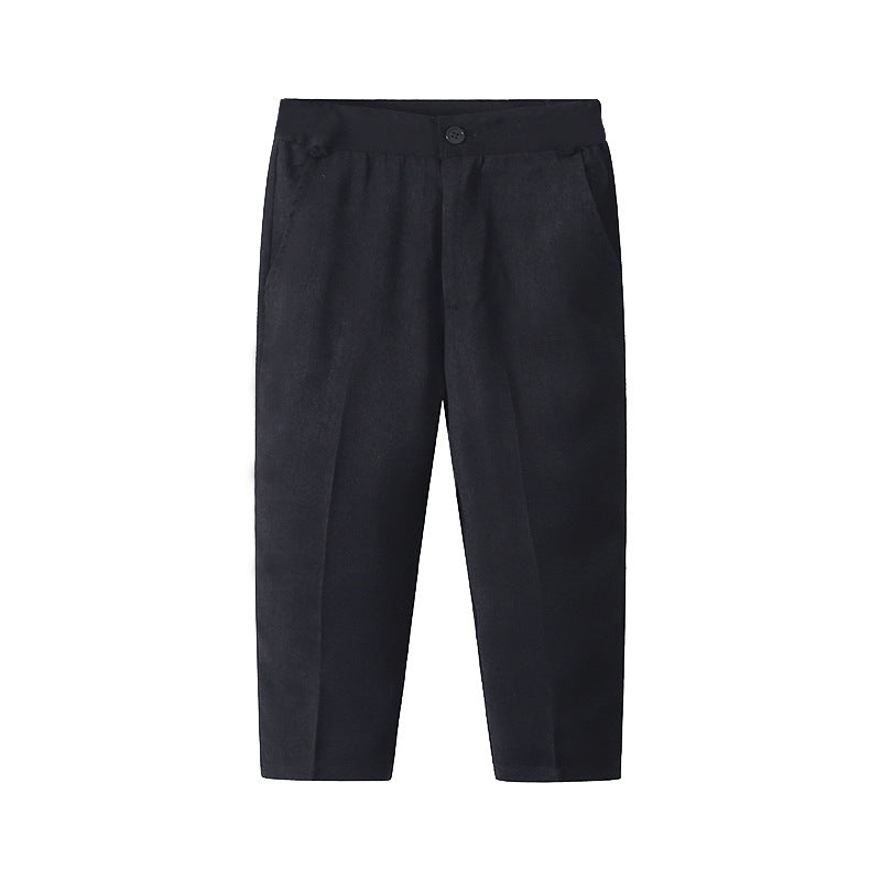 Women's Elegant Cotton Shirt with Chic Trousers and Suspenders