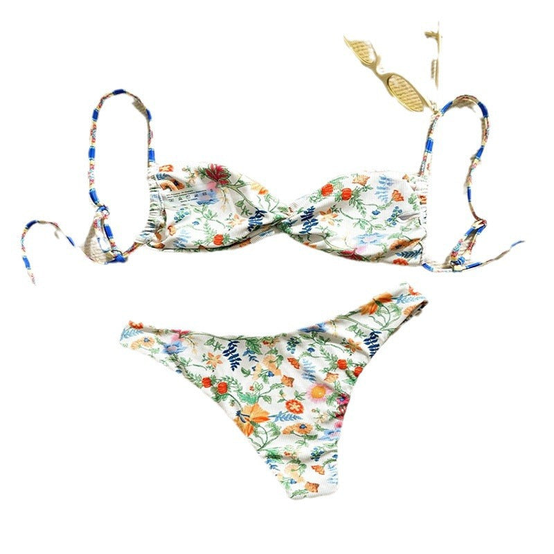 Women's Bandeau Bikini with Elegant Floral Design