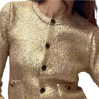 Women's Elegant Cardigan with Glitter and Pockets