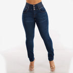 Women's High-Waist Skinny Jeans with Elastic Waistband