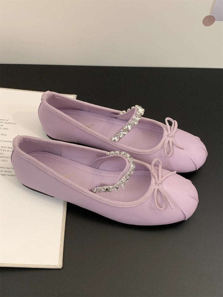 Women's Ballet Flats with Elegant Bow Accent and Quality Lining