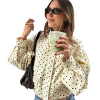 Women's Fitted Blouse with Polka Dot Pattern
