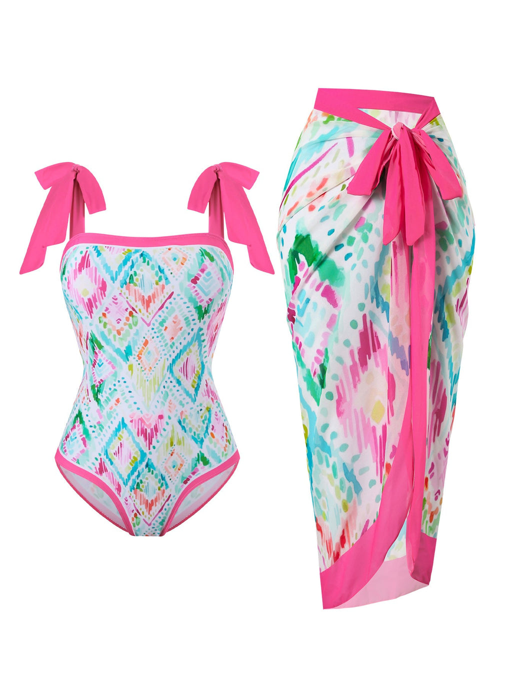 Women's Floral Swimsuit with Sheer Wrap Skirt