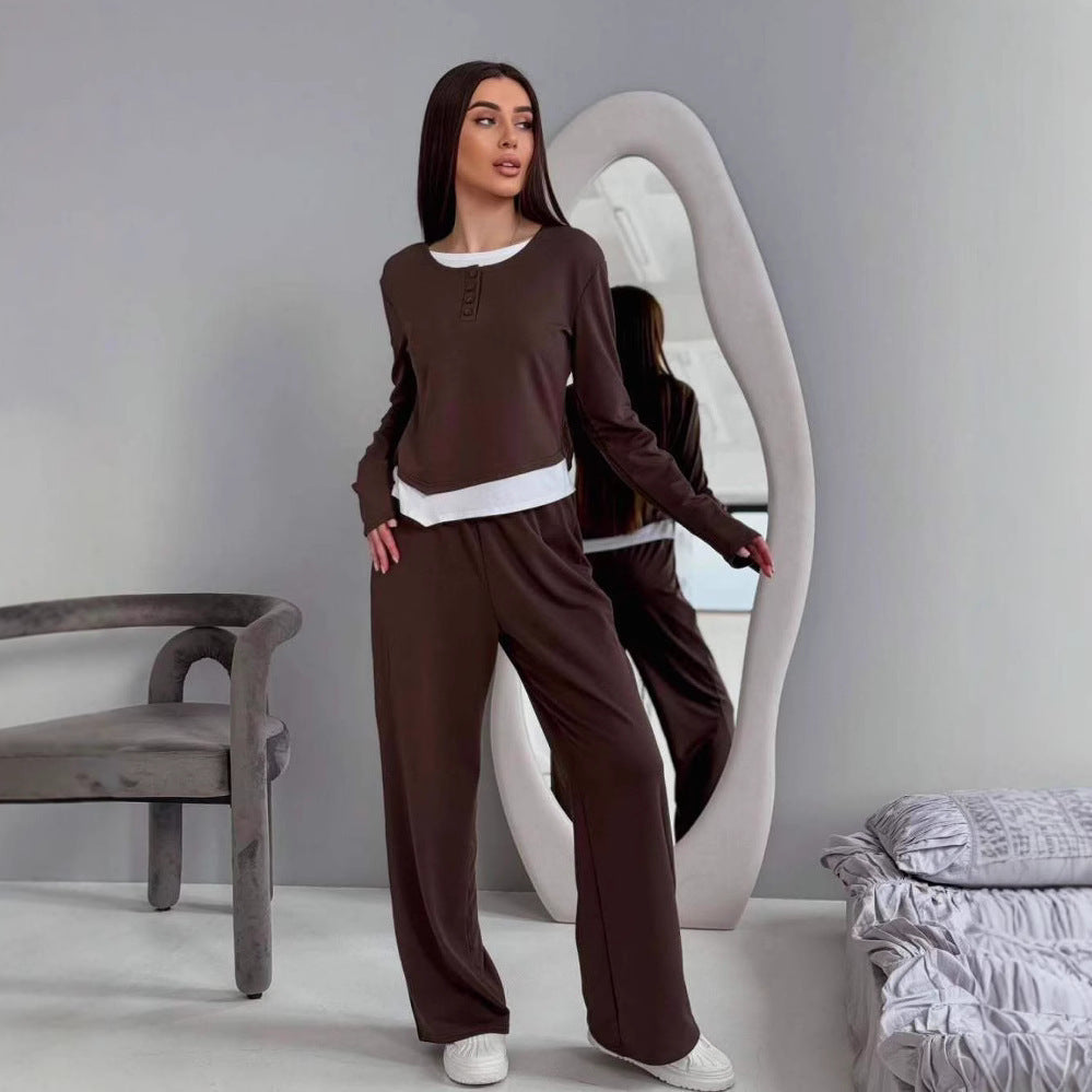 Women's Cozy Leisure Set with Sporty Design