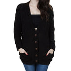 Women's Chunky Knit Cardigan with V-Neck and Pockets